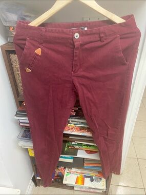 Men's Burgundy Chino Pants - Classic Straight Fit
